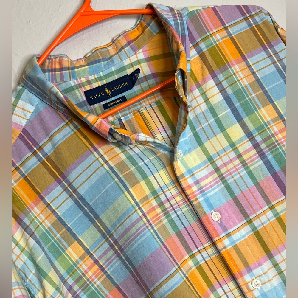 Ralph Lauren Men's 3XB Big Beach Twill Short Sleeve Button Up Light Colors Shirt